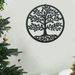 Webelkart Premium Laser Cut Wooden Tree Wall Hanging For Wall Decor - 12 Inch (Wood,Black)