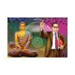 Dharvika Innovations Multicolor Vinyl Buddha And Ambedkar Sparkle Coated Poster - 24 X 36 Inch