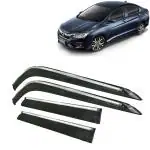 Kingsway Car Wind Deflectors Rain Guard Window Visor for Honda City 2017, 2018, 2019 Model, Car Door Visor with Chrome Lining Online India, Car Sun Shades
