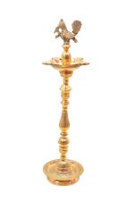 K T Handicrafts Gold Brass Inaugral Lamp Mahabharat Diya Vilakku, 48 Inch