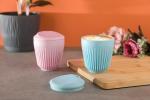 DELMON Polypropylene Earth-Friendly Retro Coffee Cup Set Of 1|300 Ml|Coffee Mug With Lid|Made With Rice Husk|Tea Cup With Lid|Microwave Safe|For Hot&Cold Coffee,Milk&Tea Mug|Multi-Light