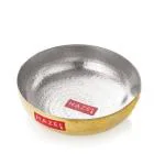 HAZEL Brass Kadai Tasra with Kalai | 100% Pure Brass Kadhai with Tin Coating | Hammered Pital Kadai without Handle for Cooking and Serving | Brass Utensils For Kitchen, 1600 ML, 20 cm
