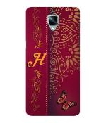 Bhai Cover Oneplus 3T Pink Butterfly Name Alphabet H Design Mobile Back Case Cover