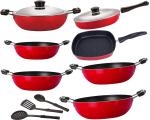 Nirlon Red Non-Stick Dishwasher Safe Cooking Utensils Set - Dkdj_Fp13_Kd11_Kd12_Kd13_Kd14_Gp24_3Spn