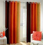 Dc Decastle 213 cm (7ft) Door Curtain (ORANGE, Pack of 2)