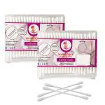 Majestique 100Pcs Paper Cotton Swabs Sticks, Flat Box, Soft Gentle on Face, Ear Cleaning - Pack of 2