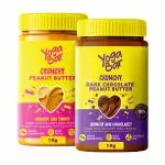 Yogabar Peanut Butter Combo | Pure Crunchy Peanut Butter | Dark Chocolate Crunchy Peanut Butter - 1kg Each