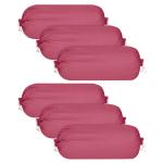 Kuber Industries Bolster Covers | Soft Cotton Bolster Cover Set | Diwan Round Bolster Pillow Covers | Striped Pattern Masand Cover | 16x32 Inch | Pack of 6 | Pink