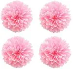Hippity Hop Paper Pink Paper Puff Ball (Pack Of 4)
