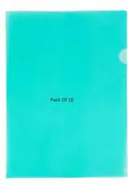 Shining Zon L Folder File A4 Size Durable Clear Transparent Plastic File Folders Paper Holders Organizer Document Sleeves for Protection Suitable for School, Offices & Projects (Pack of 10 Green Colour)