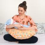 Mothersyard Nursing Pillow, Breastfeeding Support Cushion, Pregnancy Pillow, Designed for Newborn Babies and Moms - Cartoon Peach