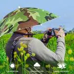 Infispace Headwear Cap Umbrella Army Color Soft Durable, Adjustable Elastic, (21) Size Fits All Ages Plastic Hat Cap Umbrella for Kids, Men/Women and Adults Rain Protection Headwear Hat Umbrella (Army) Pack of 1