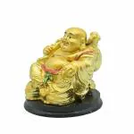 pujaNpujari Vastu Fengshui Golden Laughing Buddha Idol/Statue Showpiece for Good Luck and Wealth