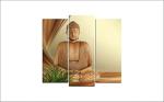 Divinedesigns Multicolor Vinyl Wooden Texture Buddha Pieces Sticker - 61 X 56 Cm