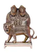 Kalarambh Brass Maa Chamunda Devi Idol Murti Statue for Home Pooja Puja Mandir Office Room Decor Items Collectible Handicraft Art, Yellow, 5 x 1.8 x 7.5 Inch (L x W x H)