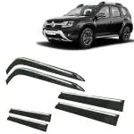 Kingsway Car Wind Deflectors Rain Guard Window Visor for Renault Duster 2014, 2015, 2016, 2017, 2018, 2019, 2020, 2021, 2022, 2023, 2024, 2025 Model, Car Door Visor with Chrome Lining Online India, Car Sun Shades