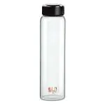 Cello H2O Borosilicate Glass Water Bottle, Microwave Safe, Clear, 1000ml, Black