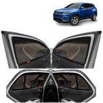 Kingsway Car Magnetic Sun Shades Curtains for Jeep Compass, Model Year : 2017 - 2020, Full Window Cover with Rear Windshield, Color : Black, Cotton Mesh, Complete Set of 5 Piece