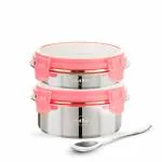 MARU Stainless Steel Lunch Box (550ML + 280ML) Ice Pink
