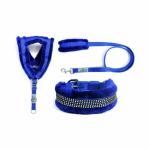 THE DDS STORE Nylon Harness & Leash with Collar Soft Fur , Pet Dog Soft Padded Nylon Dog Harness & Leash with Collar Set-3 Piece Set (XX-Large, Blue)