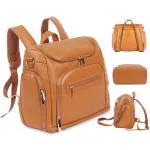 BABYHOP Stylish Leather Diaper Bag for Mothers (Model Dandy, Brown) Travel friendly, Washable, Changing Pad, multifunctional Insulated Pockets, Adjustable Straps & Sling