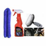 Indopower Ff888-LEATHER SHINER SPRAY 250ml+ 1PC CAR MICROFIBER CLOTH +All Tyre Cleaning Brush