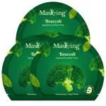 MasKing Superfood Broccoli Sheet Mask for Skin Brightening, Hydrating for Women & Men, Pack of 3