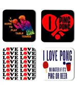 Whats Your Kick Table Tennis Games Born To Play Table Tennis Quotes Printed Set of 4 coaster With Metal Stand