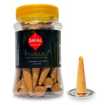 SAFAL Cone Dhoop for Pooja | 210 Premium Dhoop Stick Jar | Pinhaan Dhoopbatti | Long-Lasting Aroma for Pooja & Meditation | Charcoal Free Incense Sticks (Pack of 3)