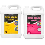 Fivanta Dishwash Liquid, Removes Tough Grease & Odour Formulas Lemon 5L & Rose 5L
