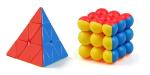 Grest High Speed Smooth Stickerless Triangle Pyramid Cube and 3x3x3 Round Bubble Magic Cube