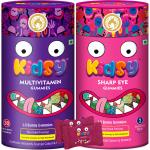 Kidsy Multivitamin + Sharp Eye Gummies for Kids, Chewable Gummies, No Gelatin, 30 Gummies Each, Non-Habit Forming (Strawberry & Mixed Flavoured)