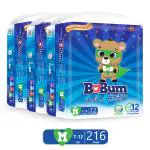 Babum Super Pants Premium Diaper Medium pack of 3 Diapers - M(216 Pieces)