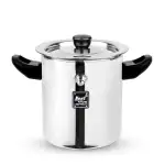 Next Future, 1.5 Litre, Stainless Steel Double Wall Milk Boiler/ Milk Pot/ Milk Cooker Premium with Handle, Lid, Knob, Whistle & Funnel