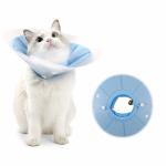 Qpets Cat Cone PVC Cat Recovery Cone with Soft Pillow, After Surgery for Anti-Licking Cat Cone, Surgery Recovery Cone for Small Pet (M, 20-34cm)