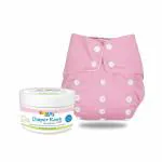 Chinmay Kids Combo of Cloth Diaper (0-36 Months Newborn) & Baby Diaper Rash Cream With Lavender Aroma | Prevents Diaper Rash | Zinc Oxide, Aloe Vera, Coconut & Almond Oil (Pink 2)