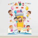 CVANU Joyful Children Learning ABC Vinyl Wall Sticker for Kids Room