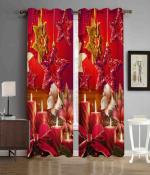 Ultica Fab 213 cm (7ft) Door Curtain (RED STAR, Pack of 2)