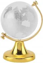 Tej Gifts - Feng Shui Small Glass Globe for Office Table World Map For Success and Prosperity (White-Gold)
