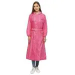Citizen Reversible Raincoat for Women with Inbuilt Hood, Waist Belt & Matching Carry Pouch | Stylish Polka Dot Design | Durable & Lightweight Rainsuit with High Tearing Strength | Pink, 3XL