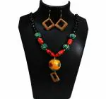 JAYA VISION ENTERPRISES Clay & Glass Beaded with Resin Bead Pendent Necklace-tg72
