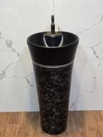 Clay Plus Designer One Piece Pedestal Damru Wash Basin