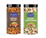 Aldeira Natural Dry Fruits Almonds 500g & Roasted and Salted Pistachio (Pista) 500g (Combo Pack of 2, 1kg)