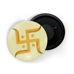 Dhcrafts Yellow Metal Swastika D2 Printed Fridge Magnet, 5.8 Cm