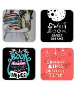 Whats Your Kick Books Reading Sweet Book Sweet Dreams Quotes Printed Set of 4 Coaster With Metal Stand