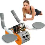 Mapache Automatic Rebound Ab Abdominal Exercise Roller Wheel - Core Strength Trainer, Ab Workout Equipment, Dual Wheel Design, Fitness Home Gym Exercise Tool for Abs, Core (Orange)