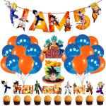 Zyozique Dragon Ball Z 5th Birthday Party Supplies and Decorations for Boys Includes Cupcake Toppers Balloons Banner Cake Topper for Kids (Pack of 37)
