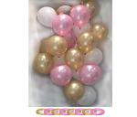 AMFIN 10 Inch Pink, Gold / Golden & White Metallic Balloons with Matching Ribbon for Decoration,Balloon for Birthday Decor/Anniversary/Party/Baby Shower/Party/Home Decor