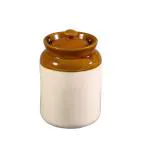 Mkd2 Rise Ceramic Pickle Jars 500 ml I Cream Pottery Ceramic Cornichon Storage Container Jar for Pickle I Barni for Achar
