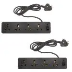 EcoLink Plastic Black 6 A, 4-Way Spike and Surge Guard (pack of 2)